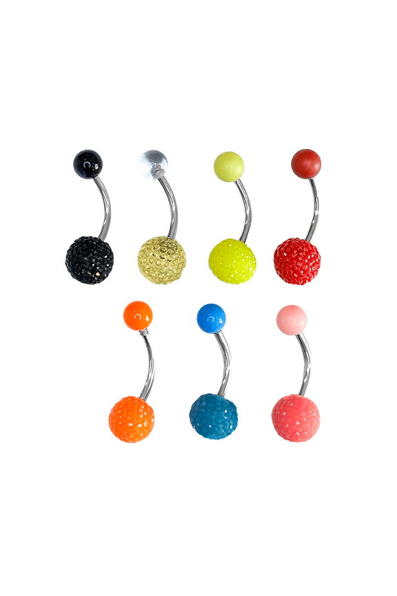Belly rings pack of 7 surgical steel colorful acrylic balls