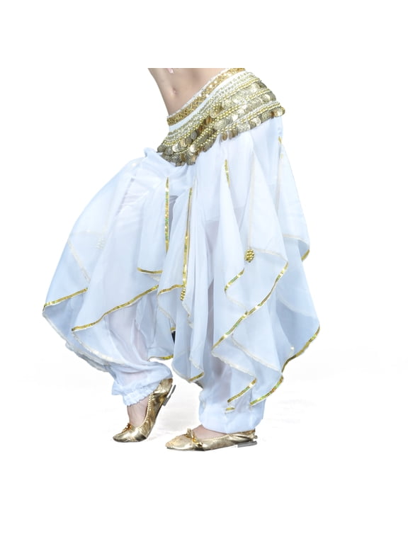 Belly Dance Harem Pants Tribal Baggy Arabic Halloween Pants-White
