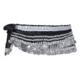 thumbnail image 1 of BellyLady Belly Dance Hip Scarf, Multi-Row Silver Coin Dance Skirt-Black, 1 of 4