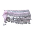 thumbnail image 1 of BellyLady Belly Dance Hip Scarf, Multi-Row Silver Coin Dance Skirt, Gift Idea-Pink, 1 of 3
