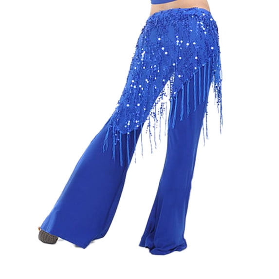 BellyLady Belly Dance Hip Scarf Shawl With Fringe Tribal Triangle Tassles Wrap-NavyBlue