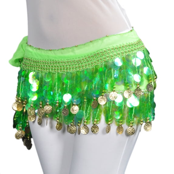 BellyLady Belly Dance Hip Scarf Skirt Wrap With Paillettes-Green
