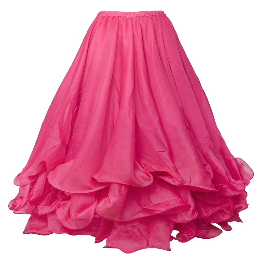 BellyLady Adult Belly Dance Skirt, Chiffon Tiered Maxi Full
