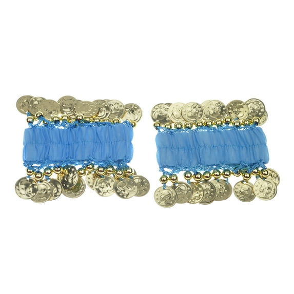 BellyLady Belly Dance Wrist Ankle Cuffs Bracelets, Halloween Costume Accessory-Lake Blue