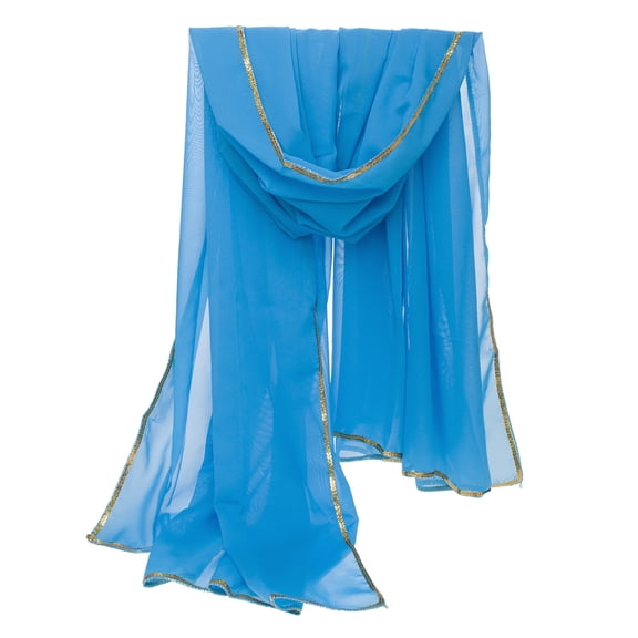 BellyLady Stunning Handmade Chiffon Belly Dance Veil, For Practice-Lakeblue
