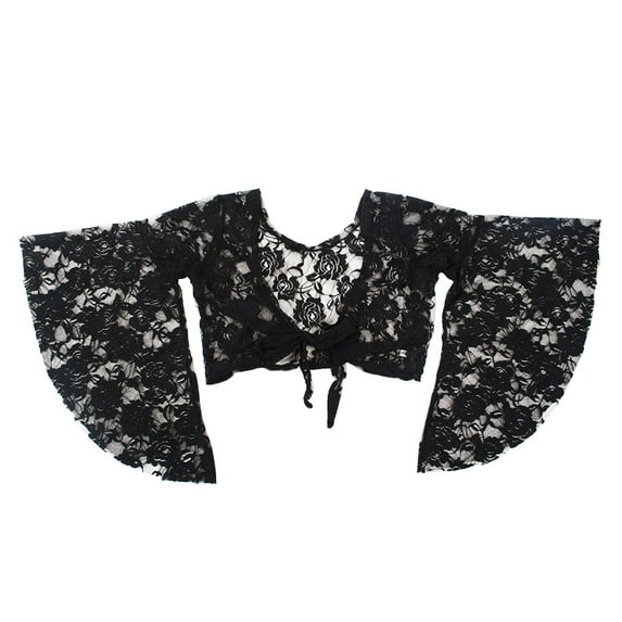 BellyLady Tribal Belly Dance Lace Butterfly Sleeve Wrap Top, Top for Christmas-Black