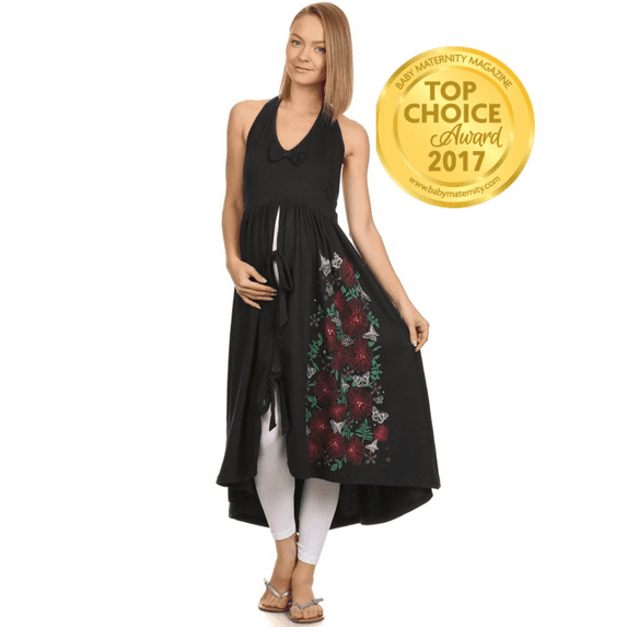 BellyMoms Maternity Hospital Labor and Delivery Gown/ Hospital Bag Must Have/ Baby Shower Gift (Black)