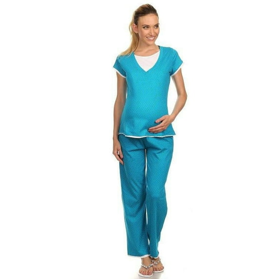 BellyMoms Maternity Women's Tara Short Sleeves Nursing Lounge Pajama Set