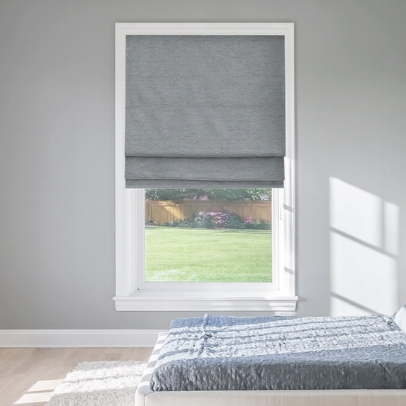Belmar Washable Cordless Roman Shades,Double Tone Color Jacquard Textured Woven 30x64"Pewter