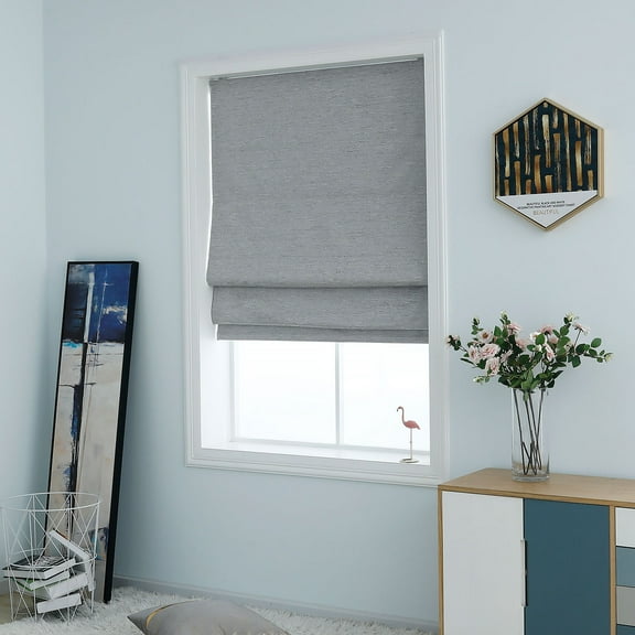 Belmar Cordless Room Darkening Jacquard Textured Woven Polyester Roman Shades