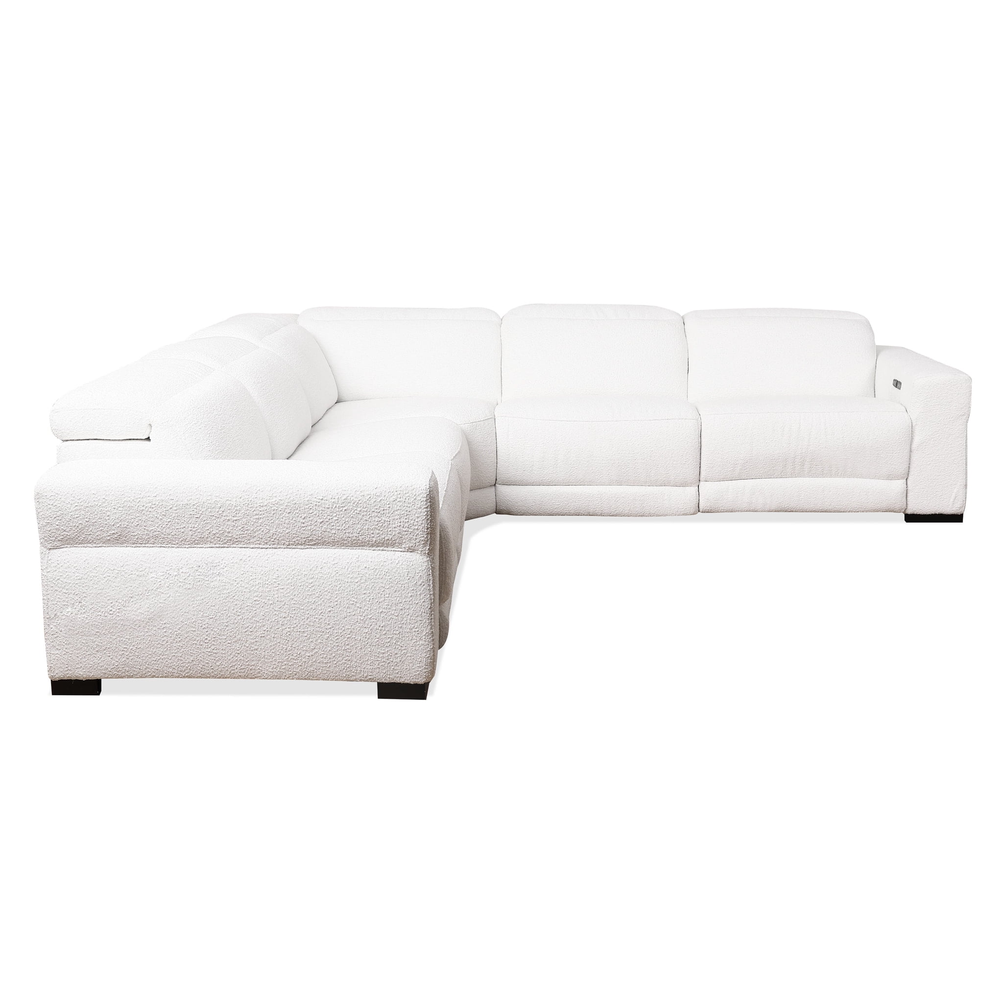 Celeste White Boucle Fabric Symmetrical Sectional Sofa with Ottoman