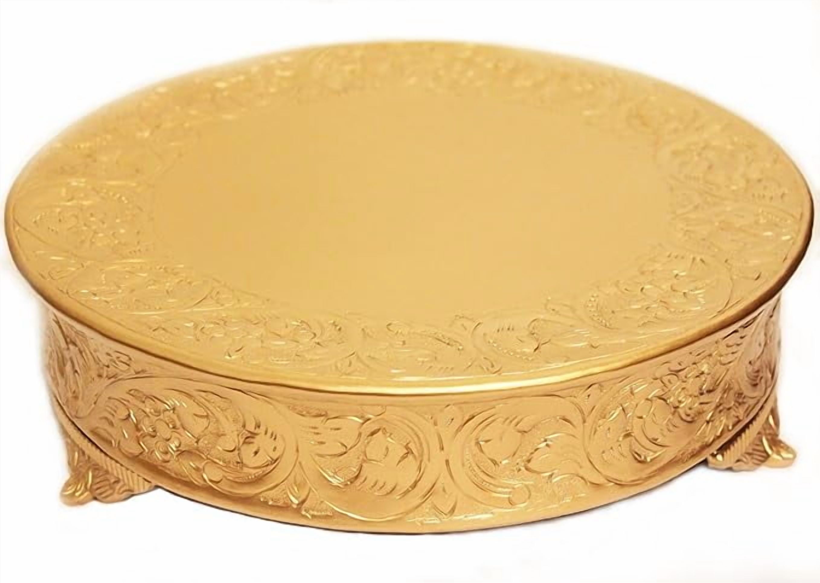 Belmont 18 Inch Matte Gold Round Wedding Cake Stand Plateau-