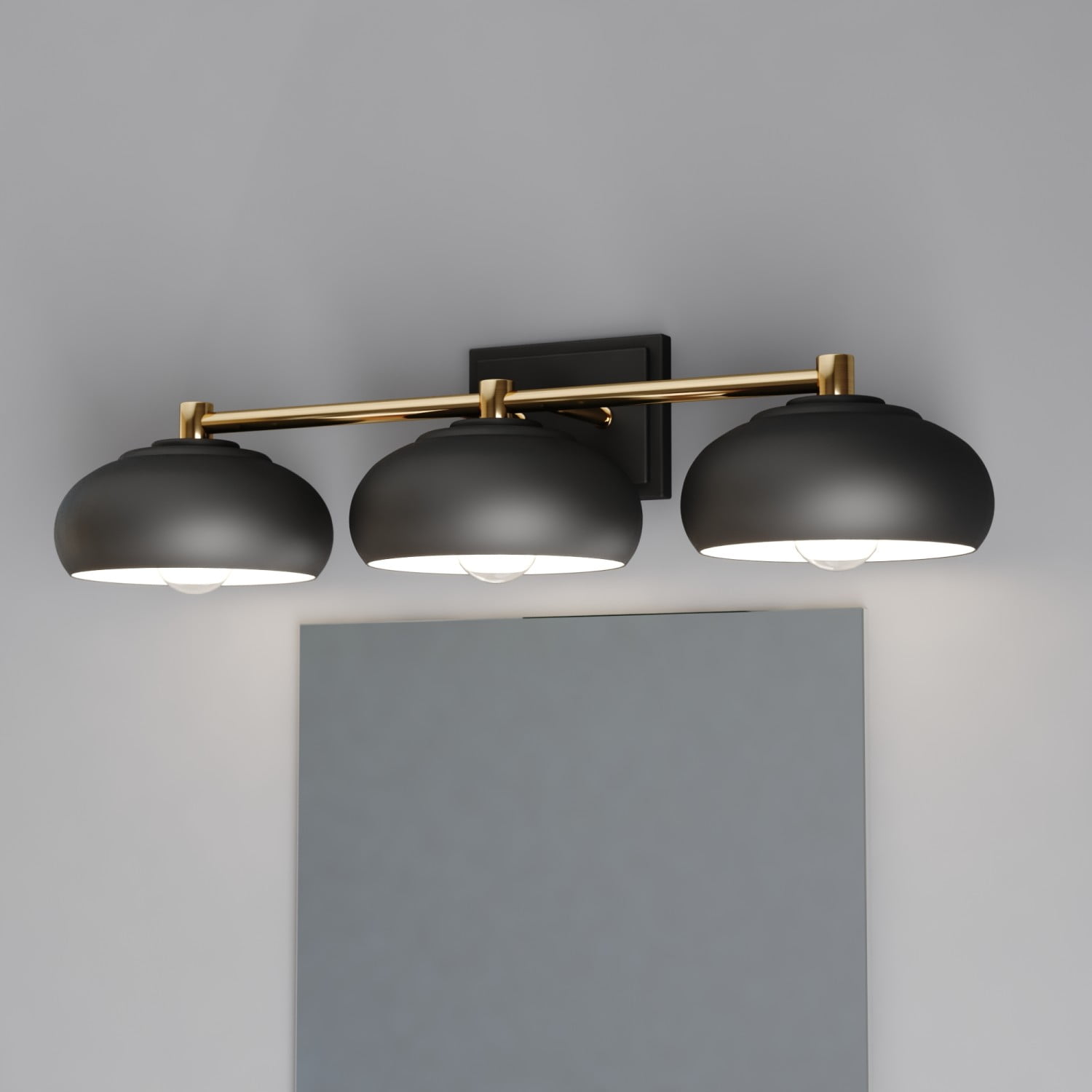 Belmont Dimmable Outdoor 27.5" Black and Brass Vanity Wall Light