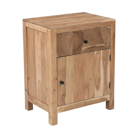 Belmont Brown Solid Wood 1-drawer 1-door Nightstand with Tree Slice Design