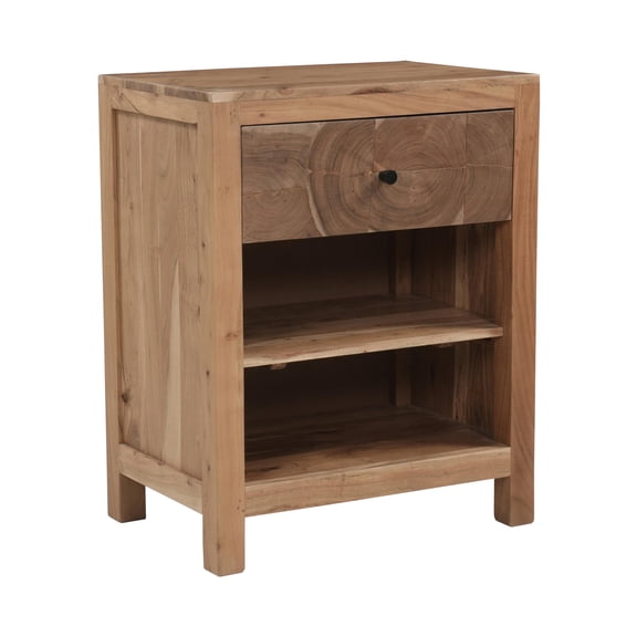 Belmont Brown Solid Wood 1-drawer Nightstand with Tree Slice Design