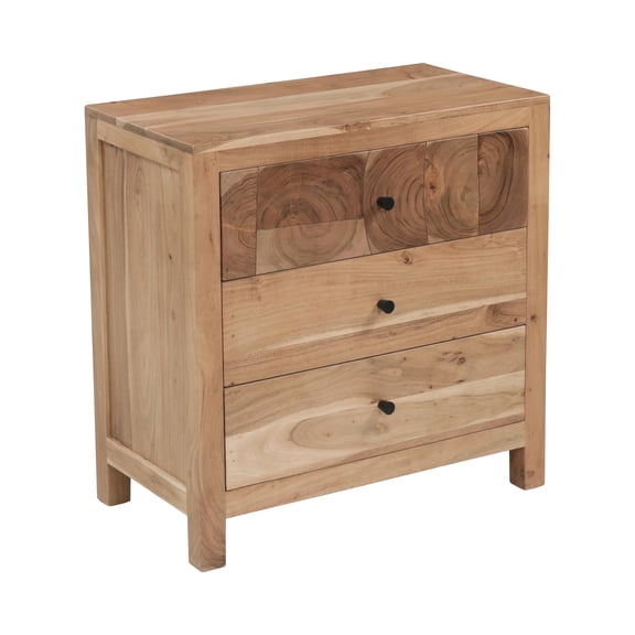 Belmont Brown Solid Wood 3-drawer Nightstand with Tree Slice Design