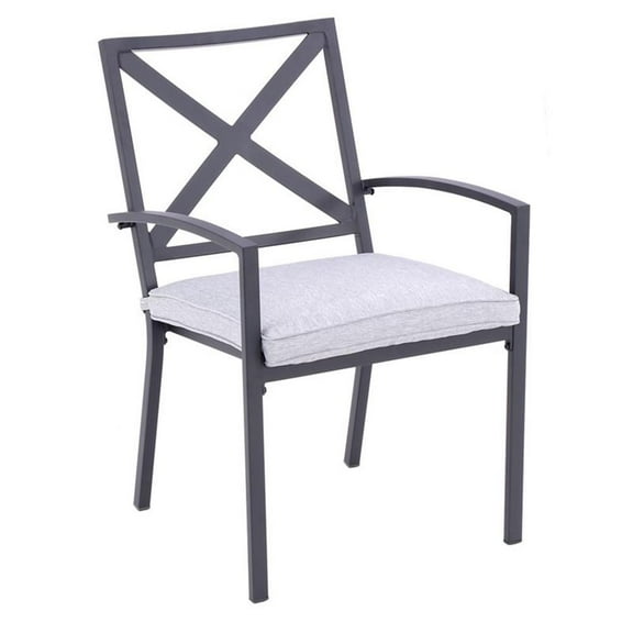 Belmont Home San Marino X-Back Outdoor Dining Chairs in Black/Gray (Set of 2)