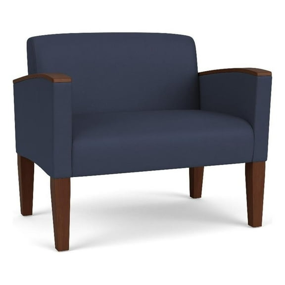 Belmont Lounge Lobby Reception Waiting Bariatric Chair / Walnut Wood Legs / Blue
