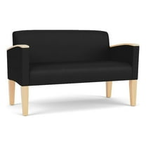 Belmont Lounge Lobby Reception Waiting Loveseat / Natural Wood Legs / Black