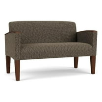 Belmont Lounge Lobby Reception Waiting Loveseat / Walnut Wood Legs / Brown