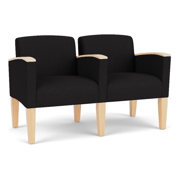 Belmont Lounge Reception 2 Seat Tandem Seating / Natural Wood Legs / Black