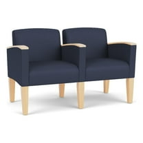 Belmont Lounge Reception 2 Seat Tandem Seating / Natural Wood Legs / Blue