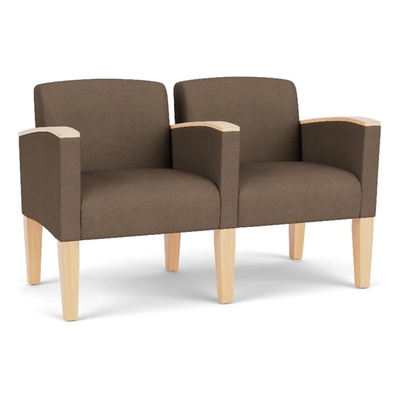 Belmont Lounge Reception 2 Seat Tandem Seating / Natural Wood Legs / Brown