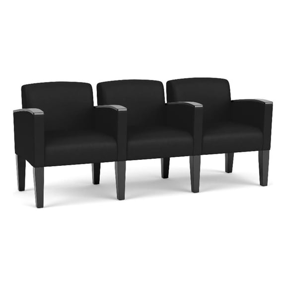 Belmont Lounge Reception 3 Seat Tandem Seating / Black Steel Legs / Black