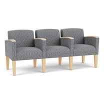 Belmont Lounge Reception 3 Seat Tandem Seating / Natural Wood Legs / Gray