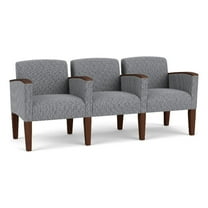 Belmont Lounge Reception Waiting 3 Seat Tandem Seating / Walnut Wood Legs / Gray
