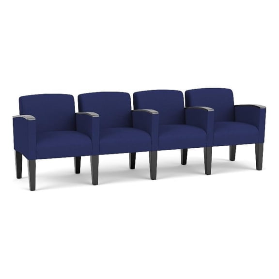 Belmont Lounge Reception Waiting 4 Seat Tandem Seating / Black Steel Legs / Blue