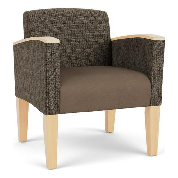Belmont Lounge Reception Waiting Guest Chair / Natural Wood Legs / Brown / Brown