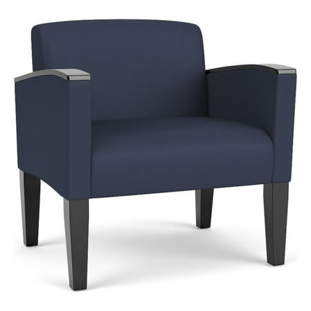 Belmont Lounge Reception Waiting Oversize Guest Chair / Black Steel Legs / Blue