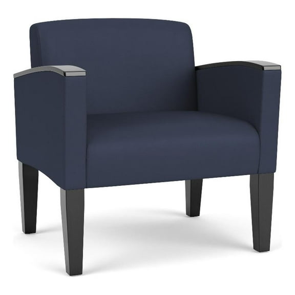 Belmont Lounge Reception Waiting Oversize Guest Chair / Black Steel Legs / Blue