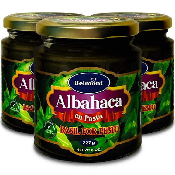 Belmont Pasta Albahaca de Peru 8oz | Peruvian Basil Paste for Pesto 3 Pack