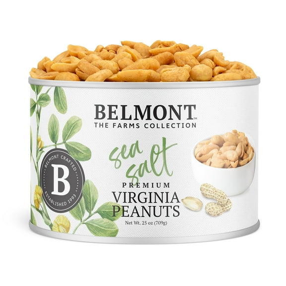 Belmont Peanuts Gourmet Sea-Salted DHF10&nbsp;Virginia Peanuts, 25 oz | Only 3 Simple Ingredients, No Preservatives, 7g Protein | A Premium, Salty, Crunchy, Hand-Seasoned, Peanut Snack