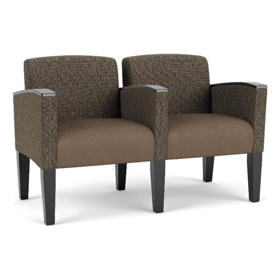Belmont Reception 2 Seat Tandem Seating / Black Steel Legs / Brown / Brown