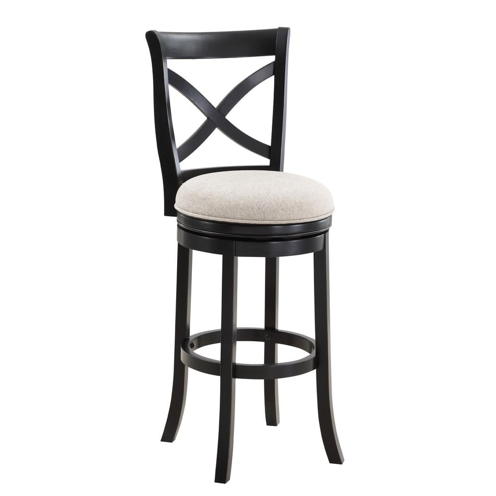 Belmont Swivel Bar Stool Black painted finish gray seat