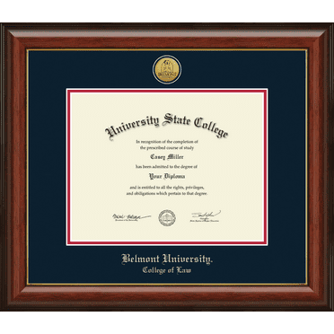 Belmont University College of Law Diploma Frame, Document Size 11" x 8.5"