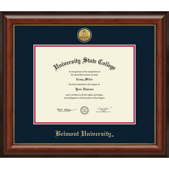 Belmont University Diploma Frame, Document Size 11" x 8.5"