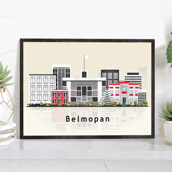 Belmopan Belize Skyline Wall Art Print With Modern Cityscape Landmark Map