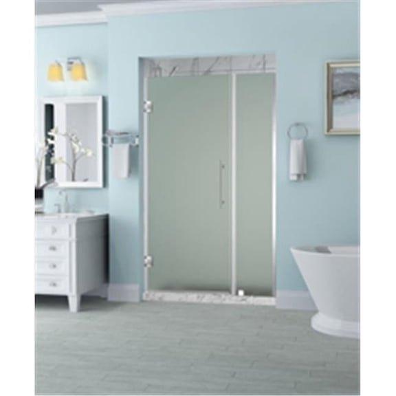 Belmore Frameless Hinged Shower Door with Frosted Glass in Stainless Steel