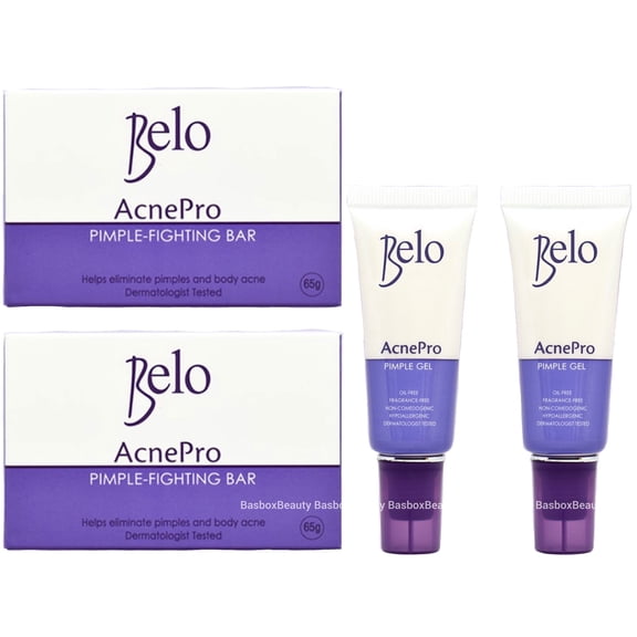 Belo AcnePro Gel 10g (2-Pack) & Pimple Fighting-Bar 65g (2-Pack)