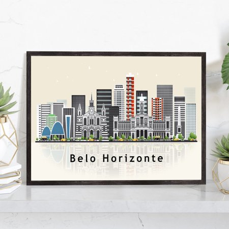 Belo Horizonte Brazil Skyline Wall Art Print With Modern Cityscape Landmark Map