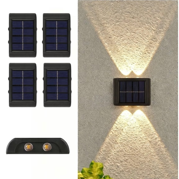 Beloadence Solar Fence Lights Outdoor,4-Pack Solar Powered Wall Lights Up and Down Waterproof SolarLights Dusk to Dawn 12h for Patio/Backyard/Porch/Railing