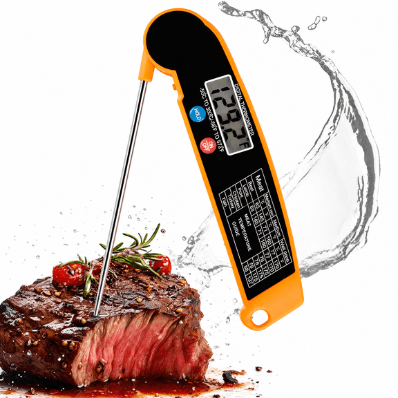 Beloadence Meat Thermometer Digital, Instant Read Food Thermometer for Grilling, BBQ, Gift for Fathers Day, Dad Men Husband Him, Orange