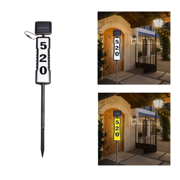 Beloadence Solar Light House Numbers for Outside, Solar Address Sign with Stake, LED Illuminated Outdoor House Number Plaque, Waterproof Wireless Solar Powered Light for Yard Garden Driveway