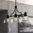 thumbnail image 1 of Beloit 3L LED Compatible Black Farmhouse Linear Chandelier Island Pendant Light Fixture Clear Glass, 1 of 12