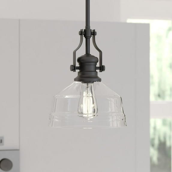 Beloit Black Farmhouse Kitchen Island Mini Pendant Ceiling Light Clear Glass