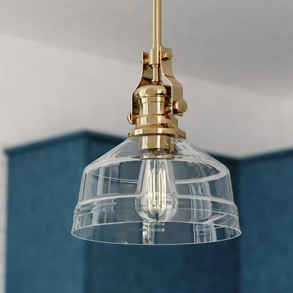 Beloit Brushed Gold Farmhouse Mini Pendant Ceiling Light Clear Glass